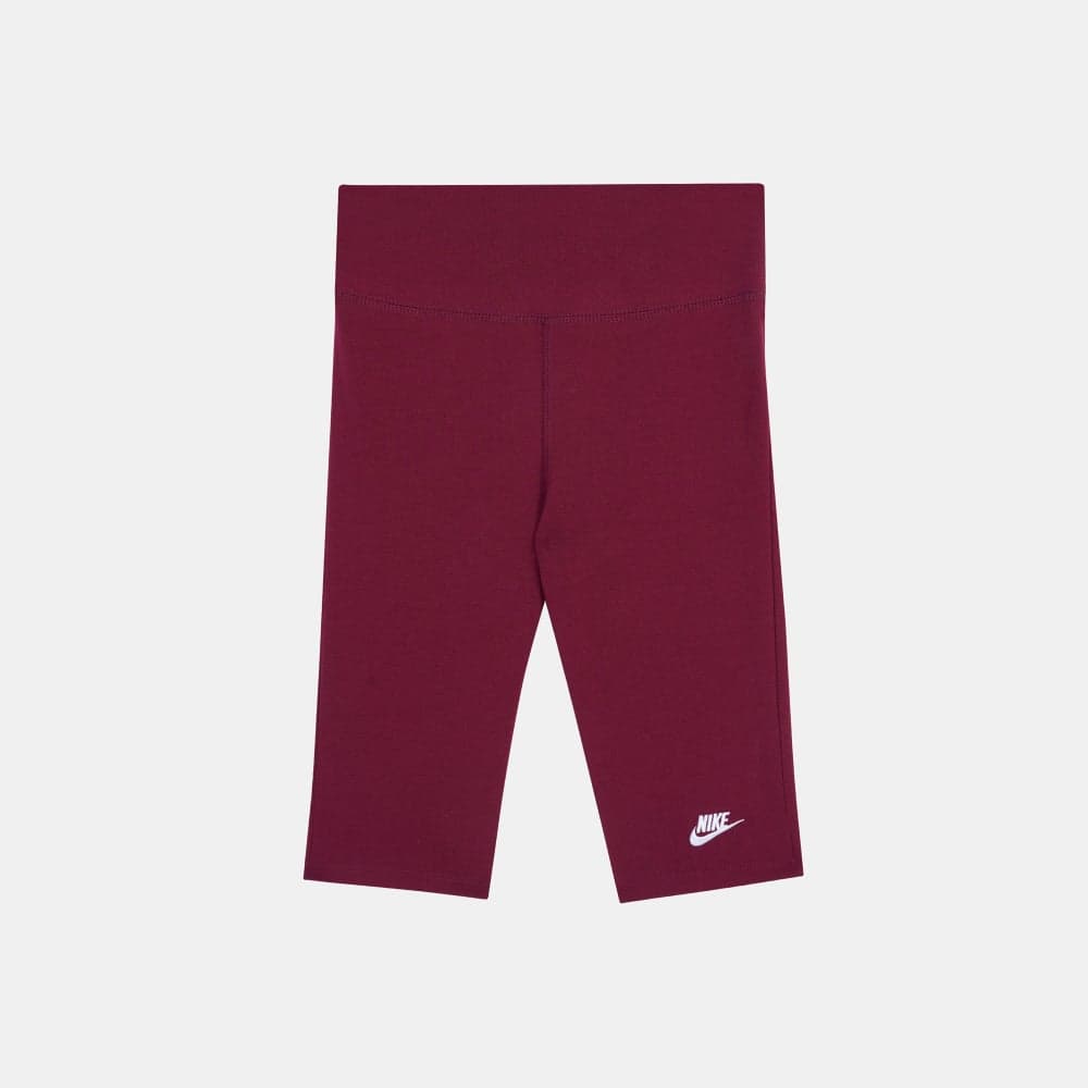 Girls Maroon High-Rise Cotton Bike Shorts - Image 1