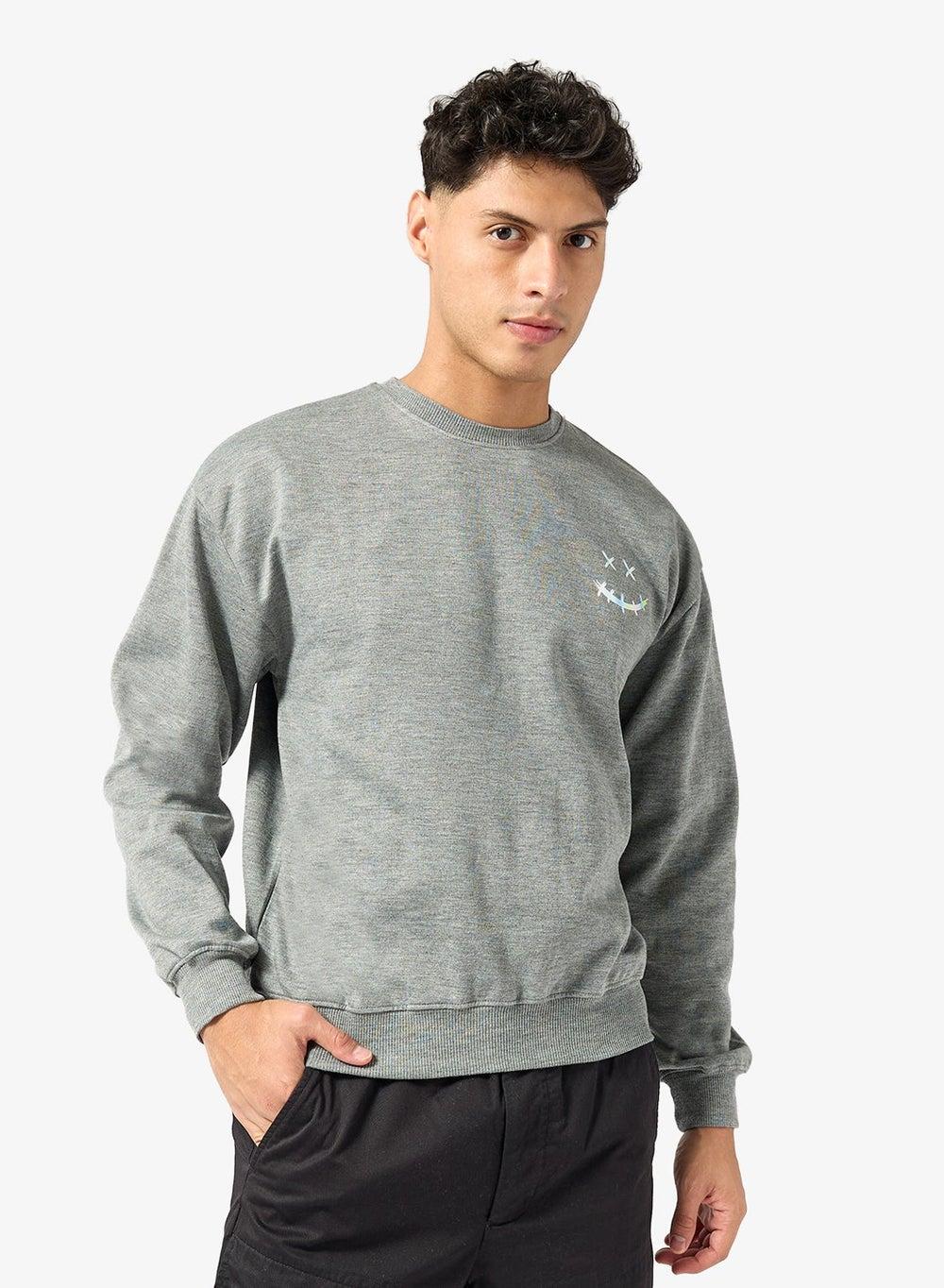 Adnss9 Grey Graphic Print Crewneck Sweatshirt - Image 1