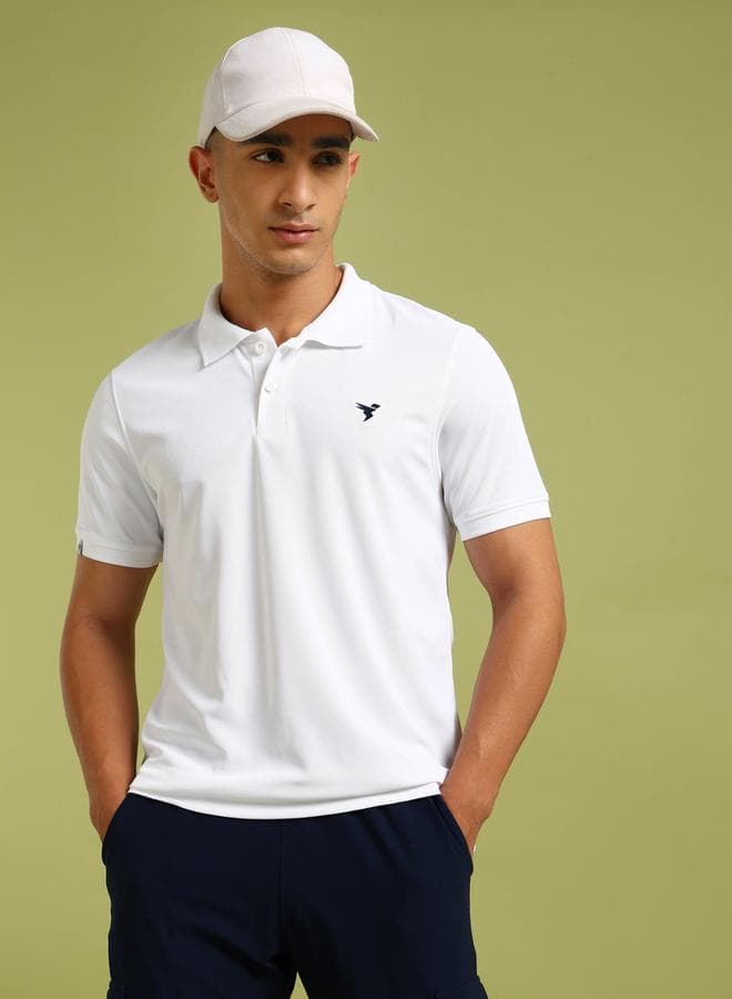 Technosport Plus Size Solid Polo T-Shirt White - Image 1
