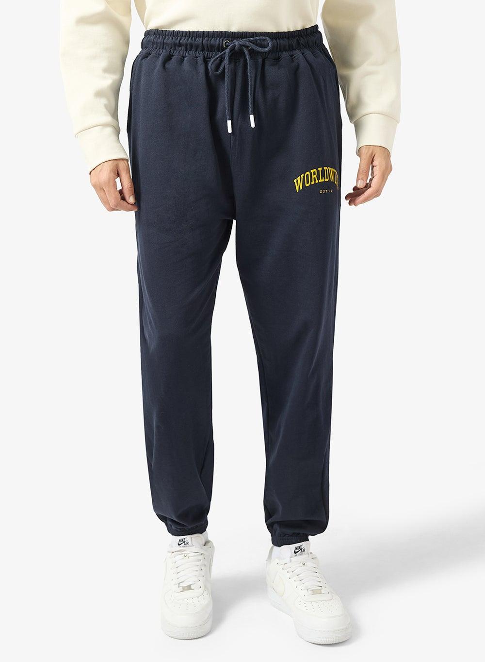 Navy Logo Print Oversized Joggers Ishjg27 - Image 1