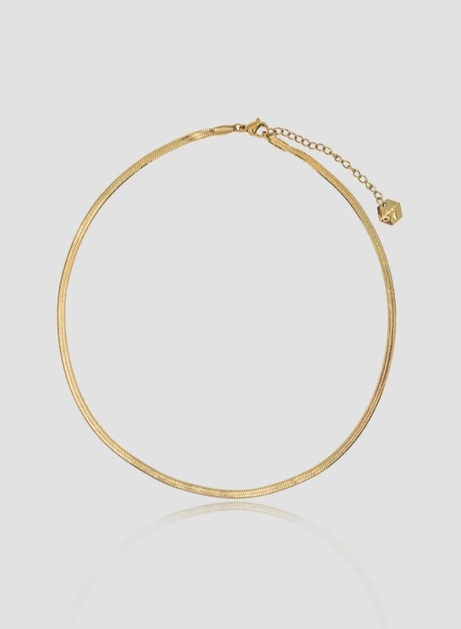 Ziggy Gold Herringbone Chain Necklace N187 - Image 1