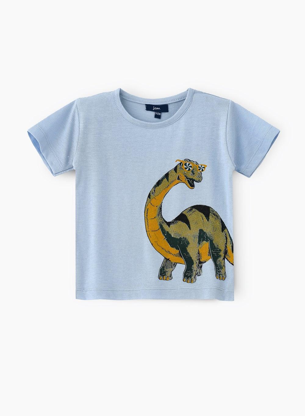 Boys Blue Dinosaur Graphic Cotton T-Shirt Crinb4011 - Image 1