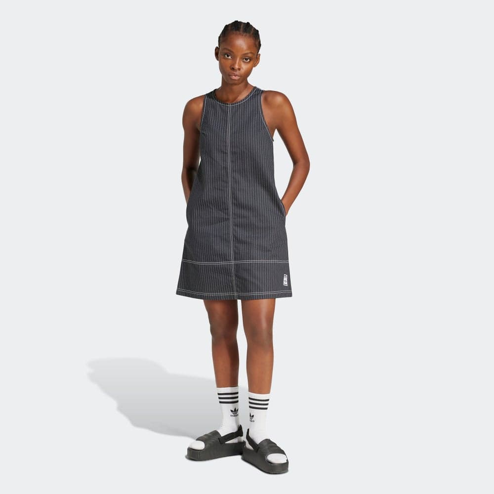 Charcoal Pinstripe Sleeveless Mini Dress Jj3143 - Image 1