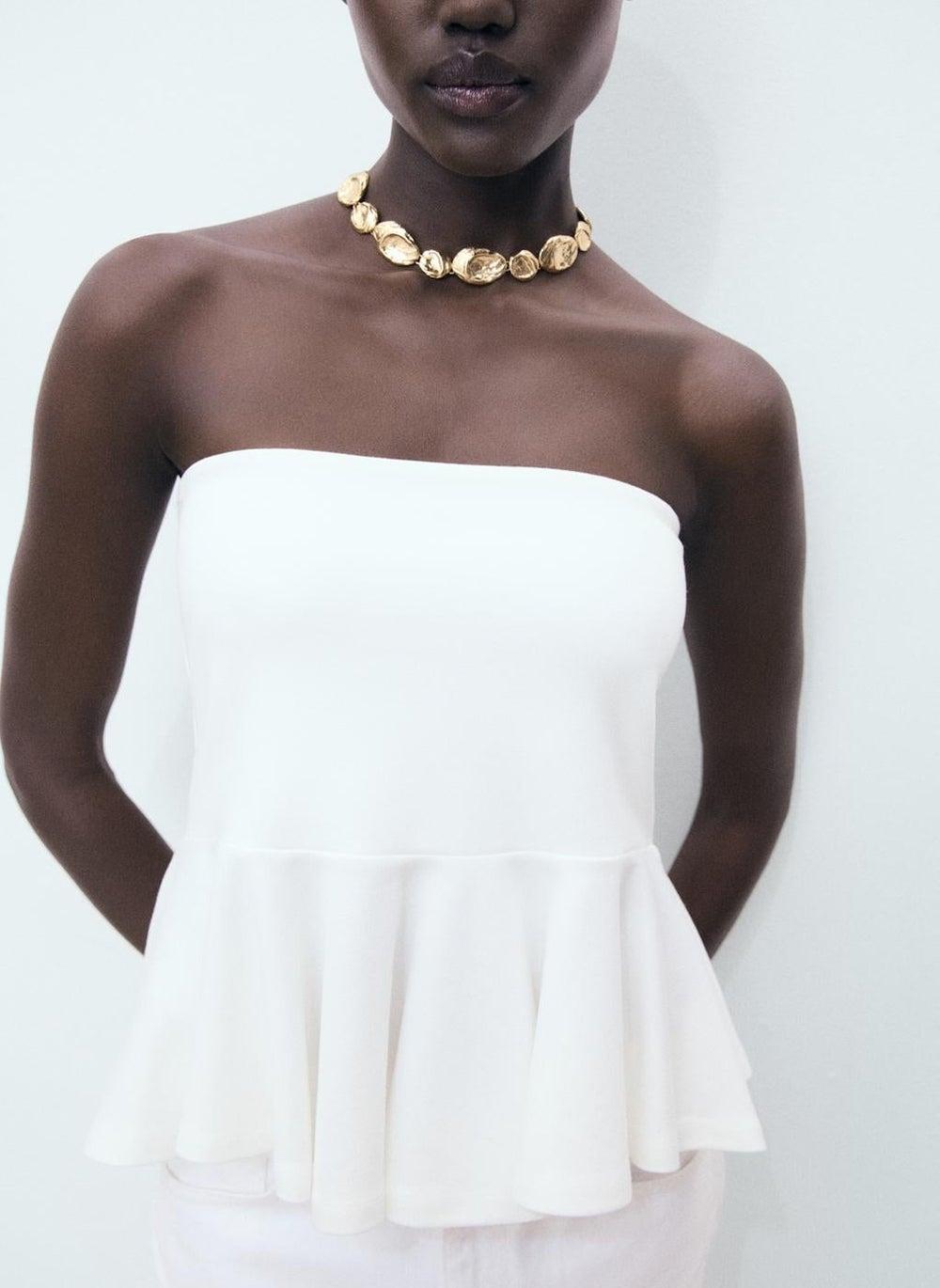 Strapless Peplum Top 17031270 01 - Image 1