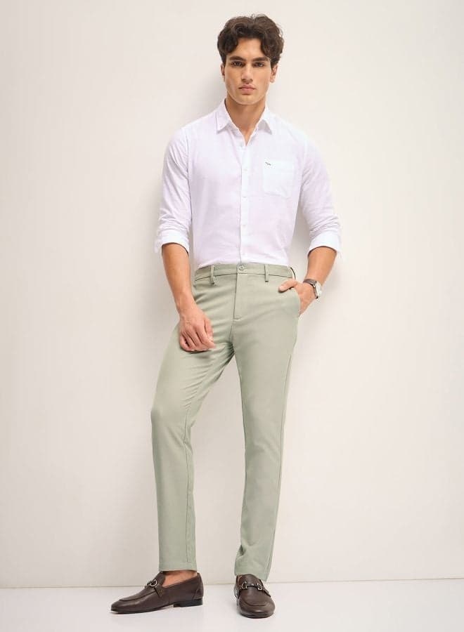 Men’s Light Green 4-Way Stretch Formal Trousers - Image 1