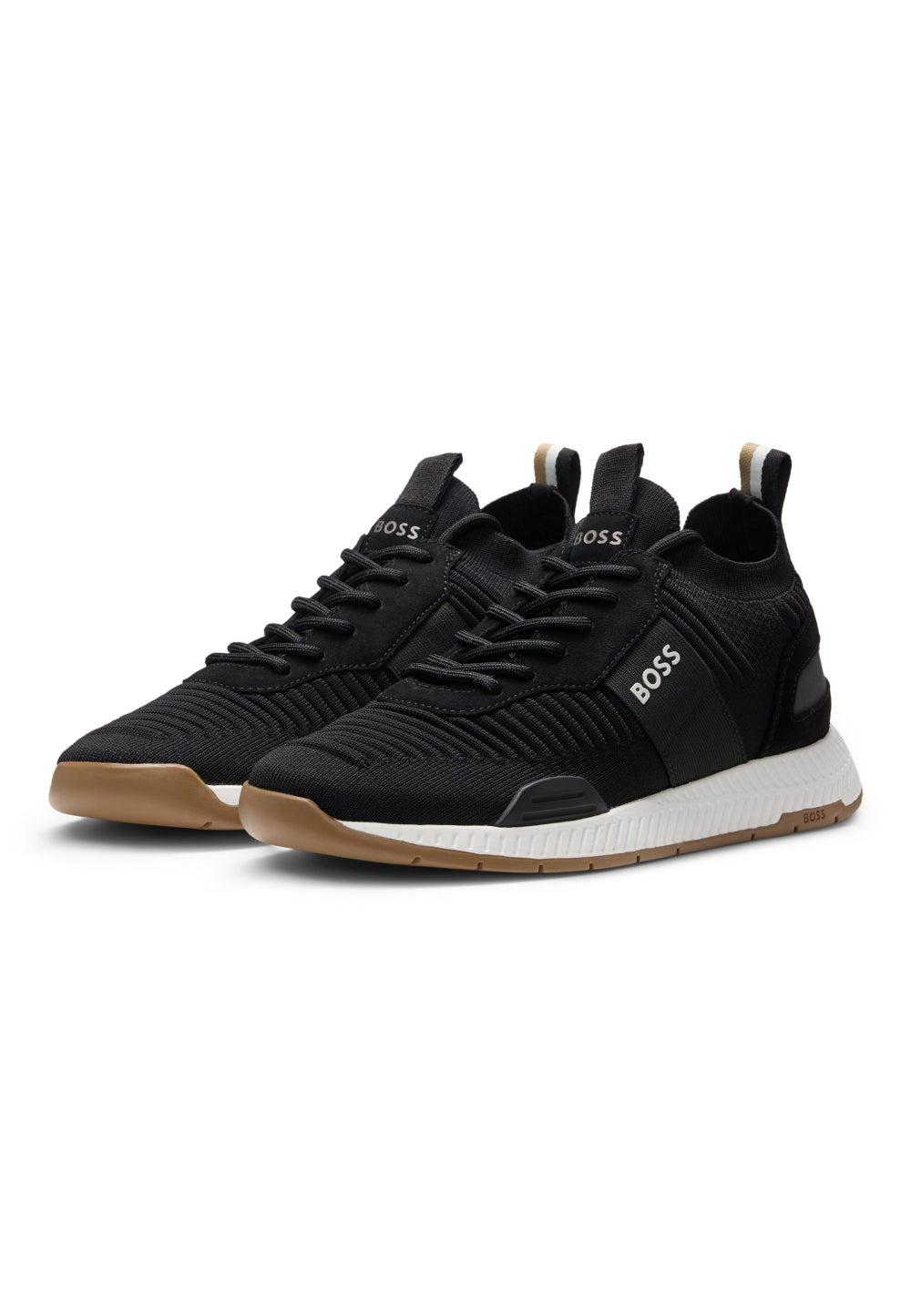 BOSS 50498245014 Knit Suede Black Trainers - Image 1