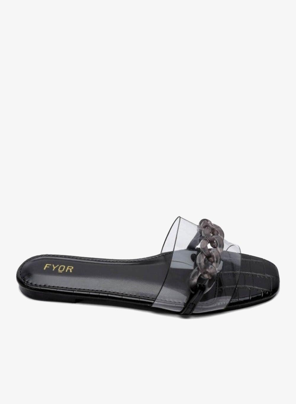 MY 227 Chain Detail Clear Flat Slide Sandal - Image 1
