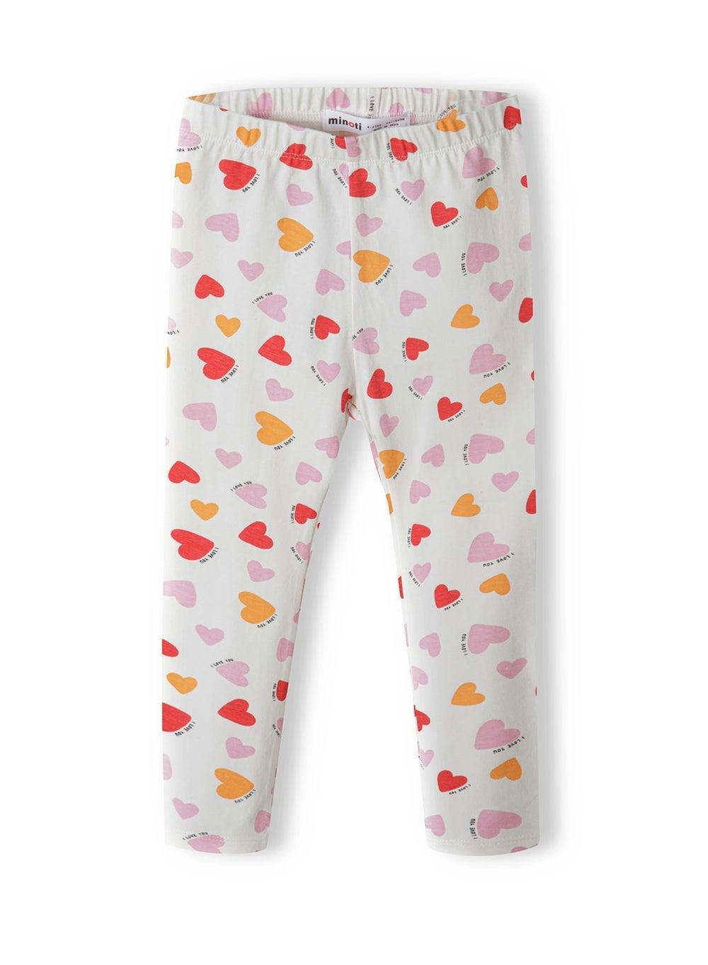 Girls Cream Geometric Print Cotton Leggings - Image 1