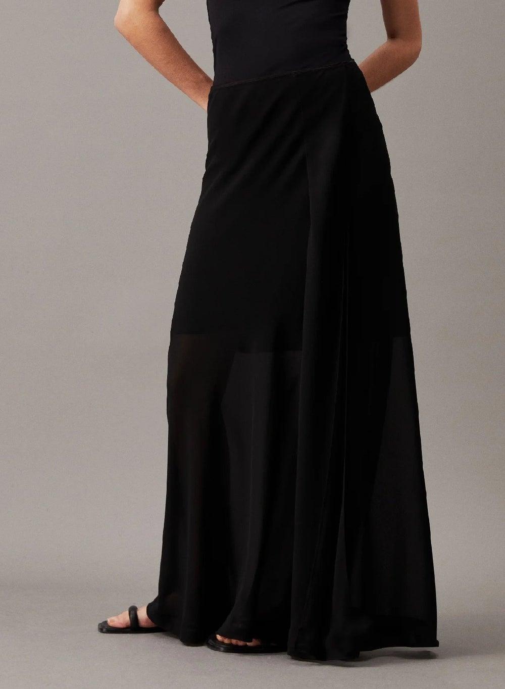 Calvin Klein Sheer Georgette Maxi Skirt Black - Image 1