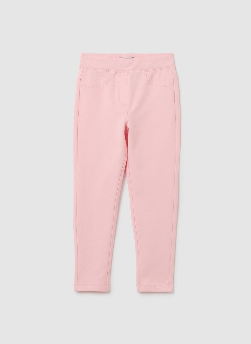 Girls Pink Slim Fit Cotton Leggings - Image 1