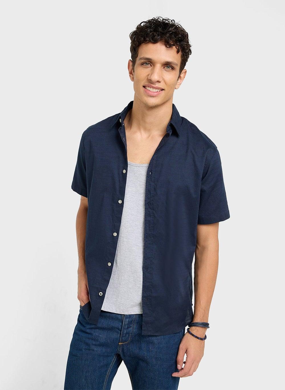 Essential Dobby Regular Fit Resort Collar Shirt 12270087 - Image 1