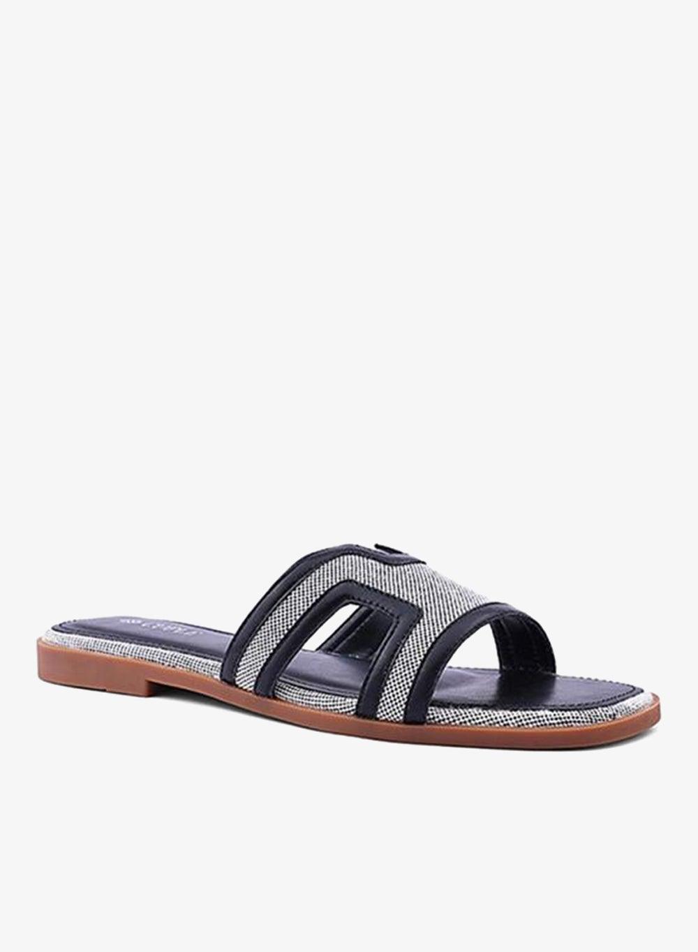 Women’s Casual Flat Slip-On Mules LT Grey Black - Image 1