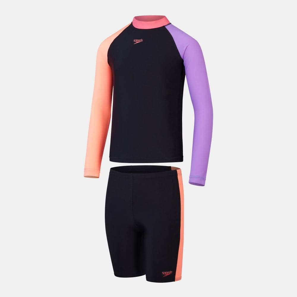 Speedo Kids Colourblock Rashguard & Jammers Set - Image 1