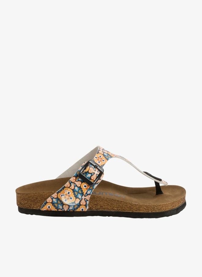 Portugal Blues Printed Flat Sandals - Image 1