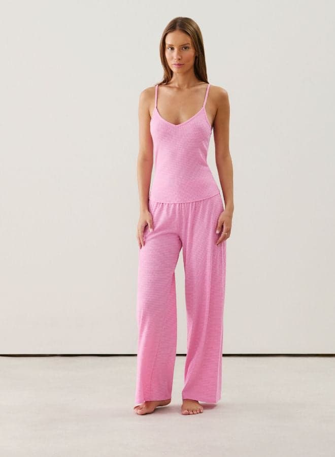 Pink Ribbed Lurex Tank Top 655489565 - Image 1