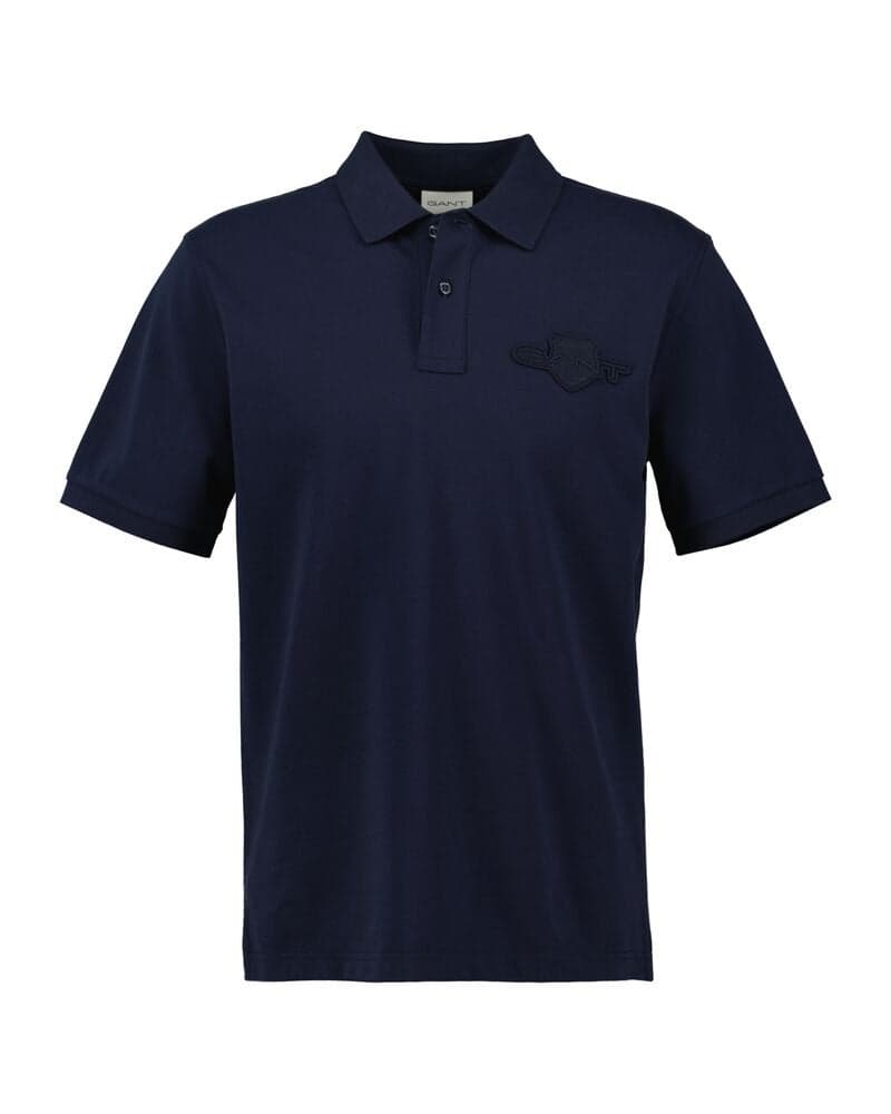 GANT Regular Tonal Shield Polo – Evening Blue - Image 1