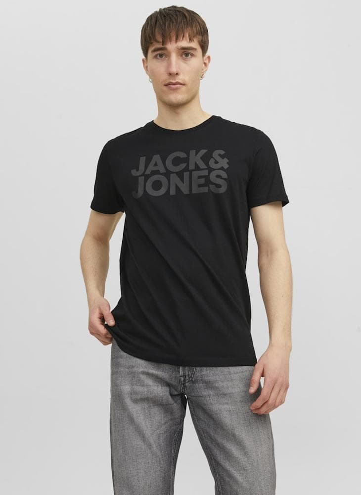 Black Logo Crew Neck Regular Fit T-Shirt 12151955 - Image 1