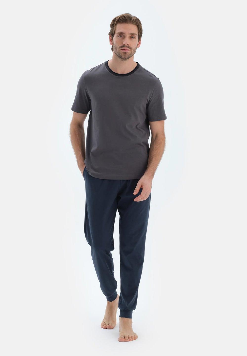 Anthracite Cotton Pajama Set 25Sm18558Me Classic Fit - Image 1