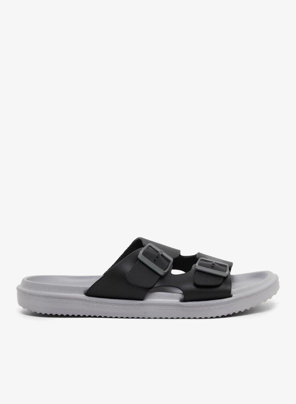 Styli Grey Dual Buckle Comfort Slides - Image 1