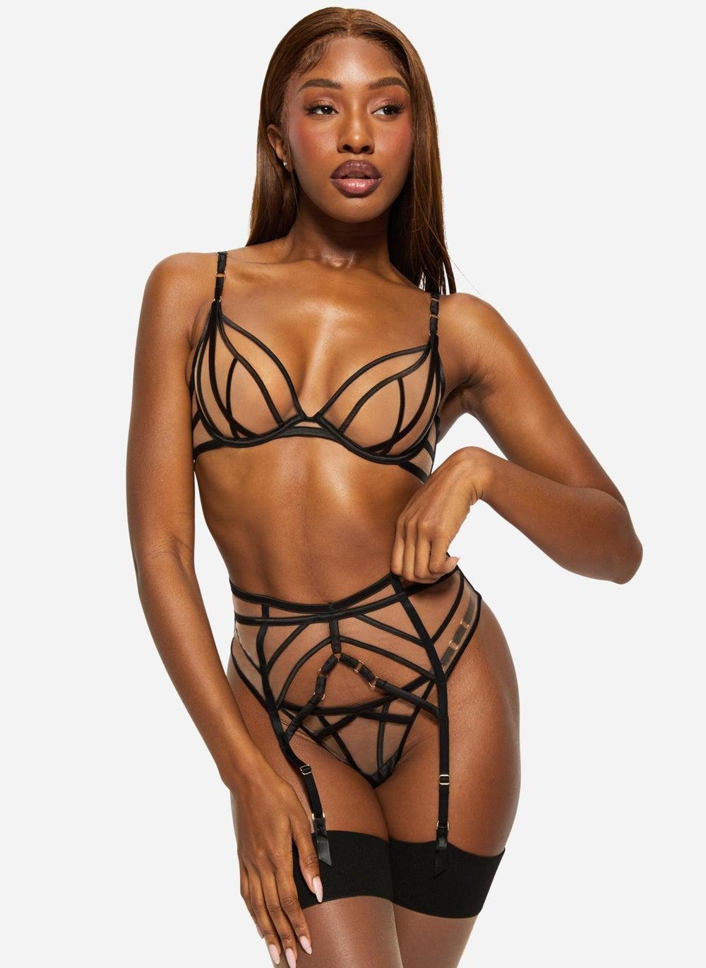 Ann Summers Sheer Desire Waspie Black Lingerie - Image 1