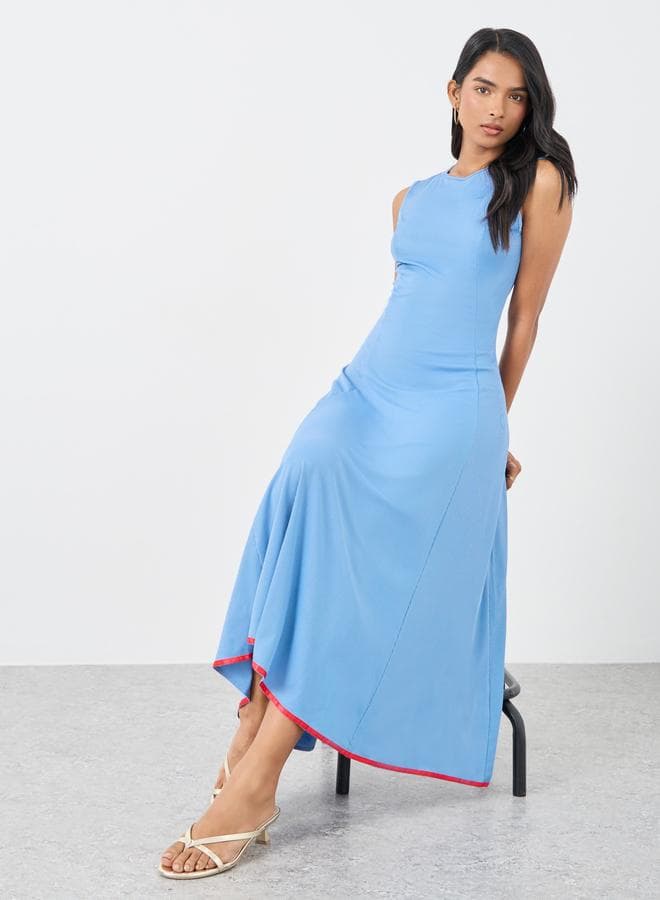 Take Two Blue Textured Sleeveless Maxi Dress - Image 1