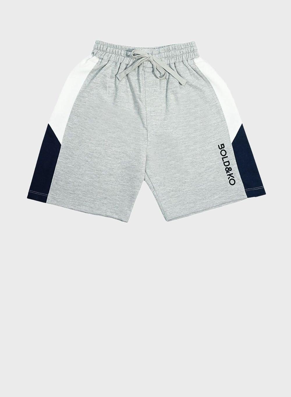 Kids Color Block Logo Cotton Shorts - Image 1