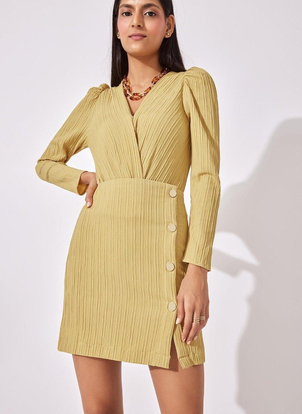 Honey Ribbed Puff Sleeve V-Neck Bodysuit - Image 1