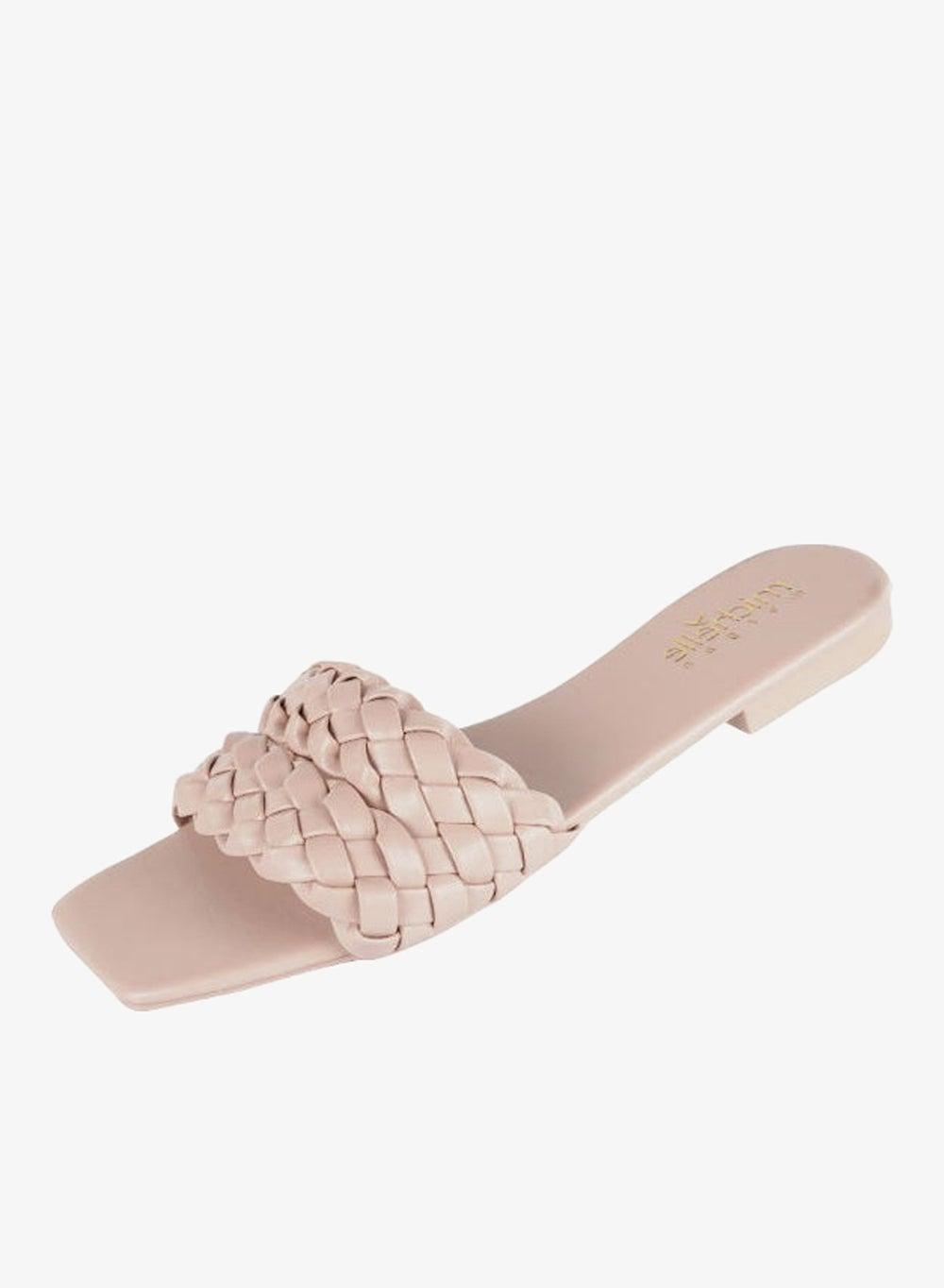 092-2282 Michelle Morgan Pink Mesh Strap Flat Sandals - Image 1
