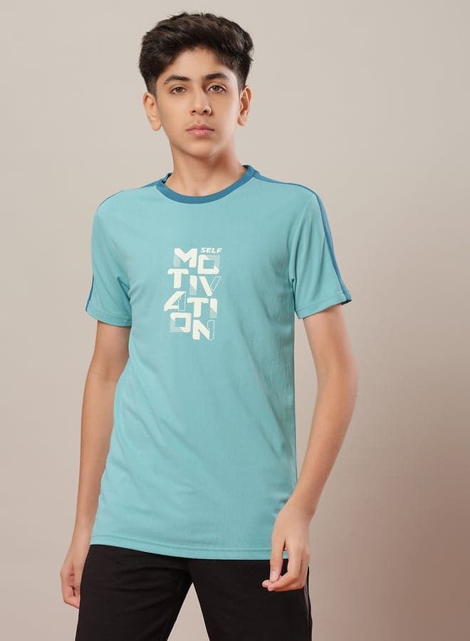 Boys Color Block Blue Regular Fit T-Shirt 2112966803 - Image 1