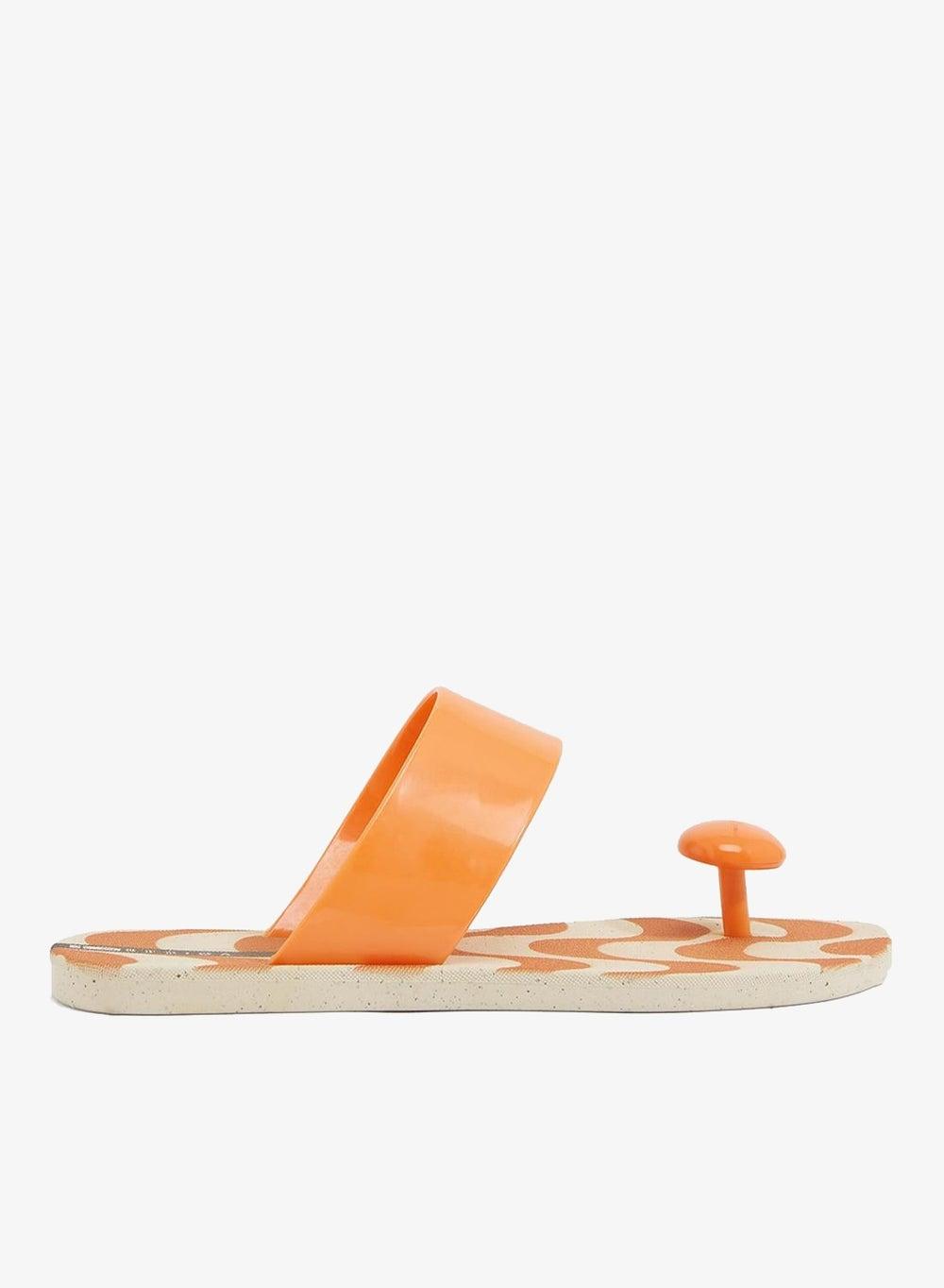 Copacabana 005.00011 Printed Sole Slide Sandals Beige Orange - Image 1