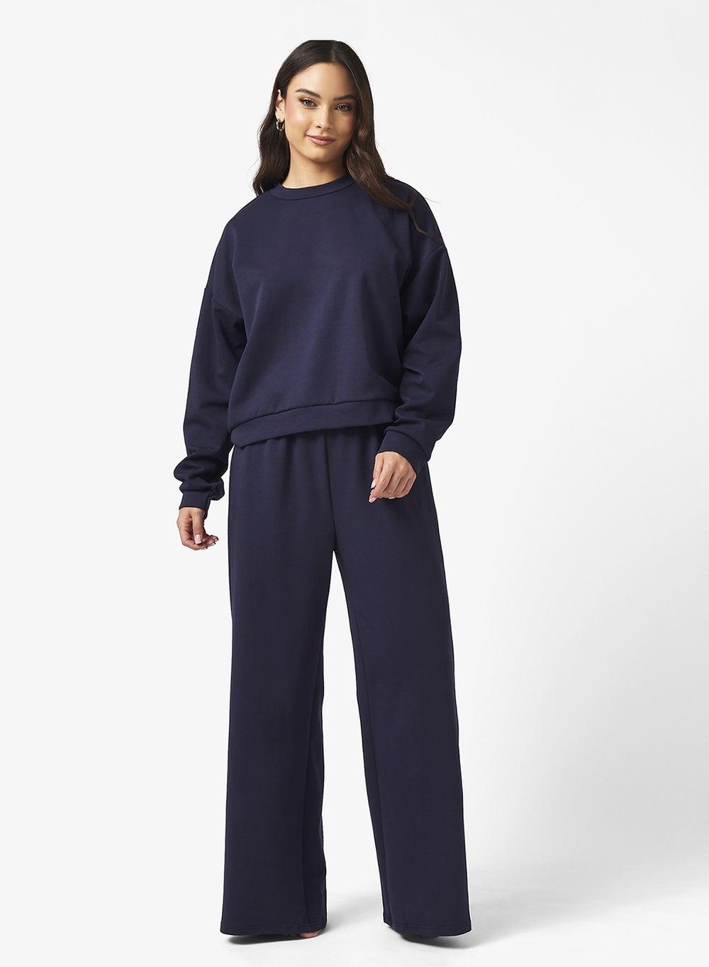 Navy Soft Touch Scuba Hooded Oversize Coord Set Gbl606 - Image 1