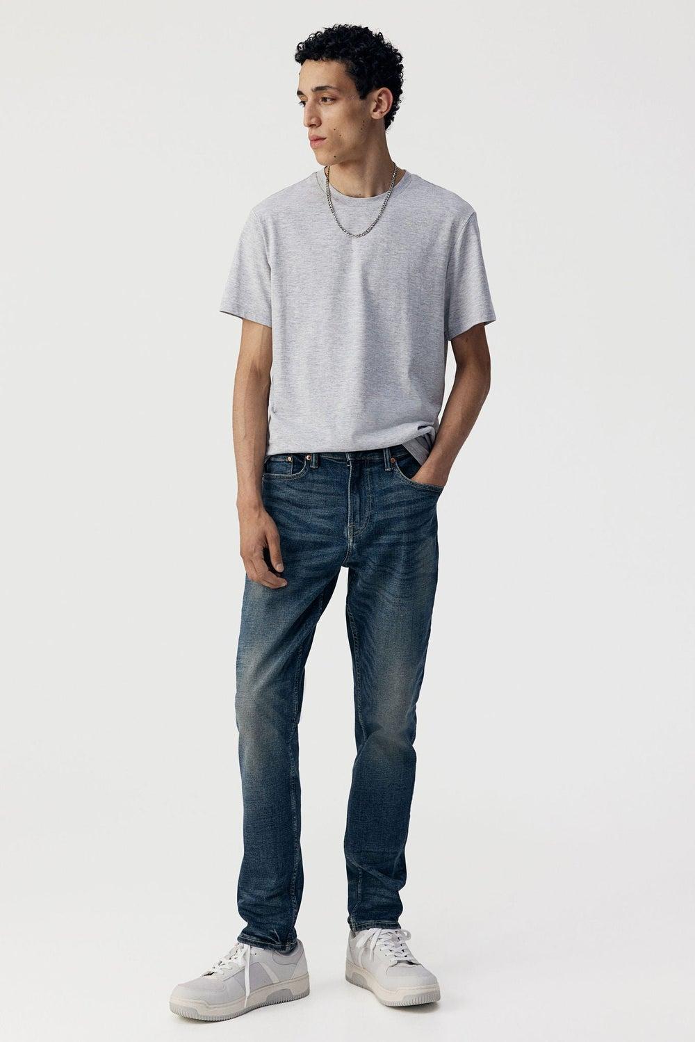 Men’s Slim Fit Stretch Denim Jeans Blue Medium Dusty - Image 1