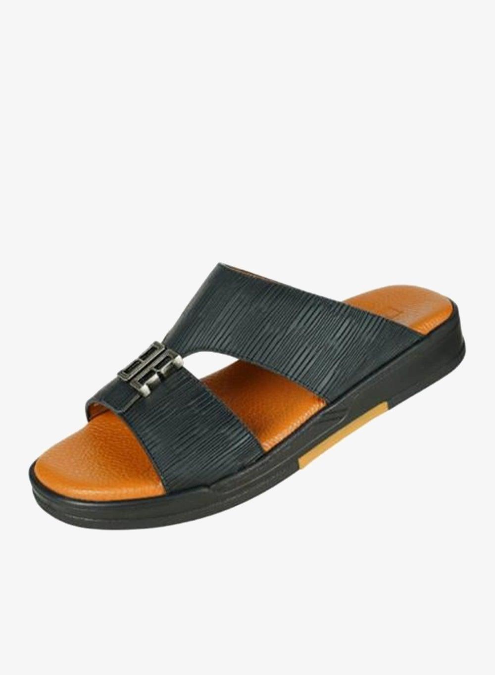 Barjeel Uno 008-3648 MSA139 Black Leather Sandals - Image 1