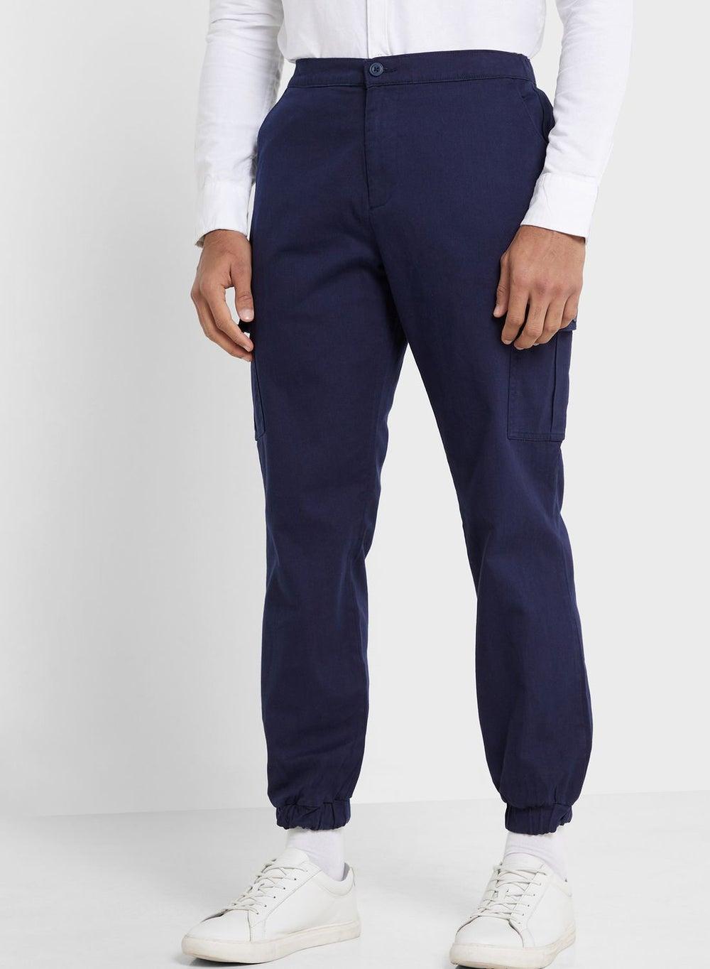 Thomas Scott Navy Slim Fit Cargo Trousers - Image 1