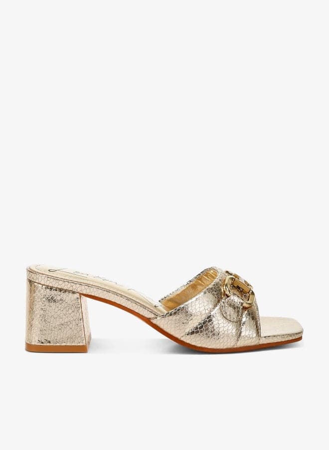 Gold Horsebit Snake Print Mule Sandals Sh4849 - Image 1