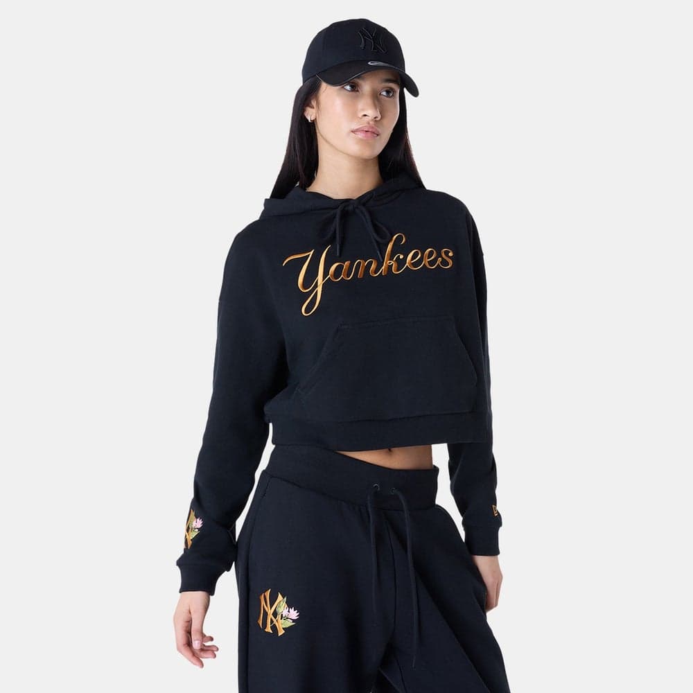 New Era Yankees Cropped Hoodie Women’s Black - Image 1