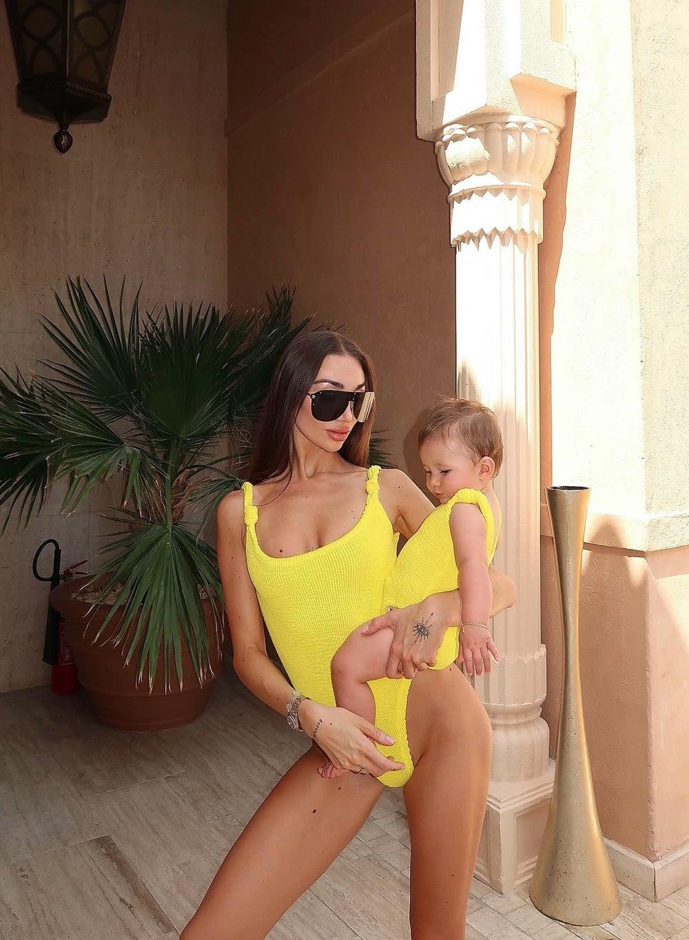 Forget Me Knot Yellow Crinkle Swimsuit ONE SIZE UK4-10 - Image 1