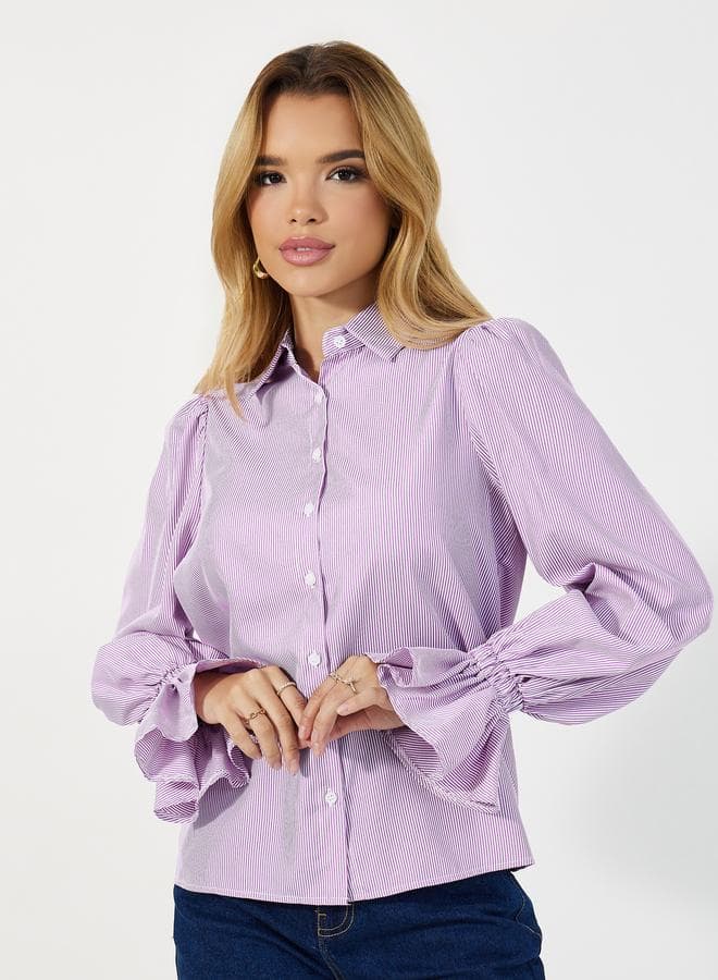 Burgundy Striped Regular Fit Shirt 7010156201 - Image 1
