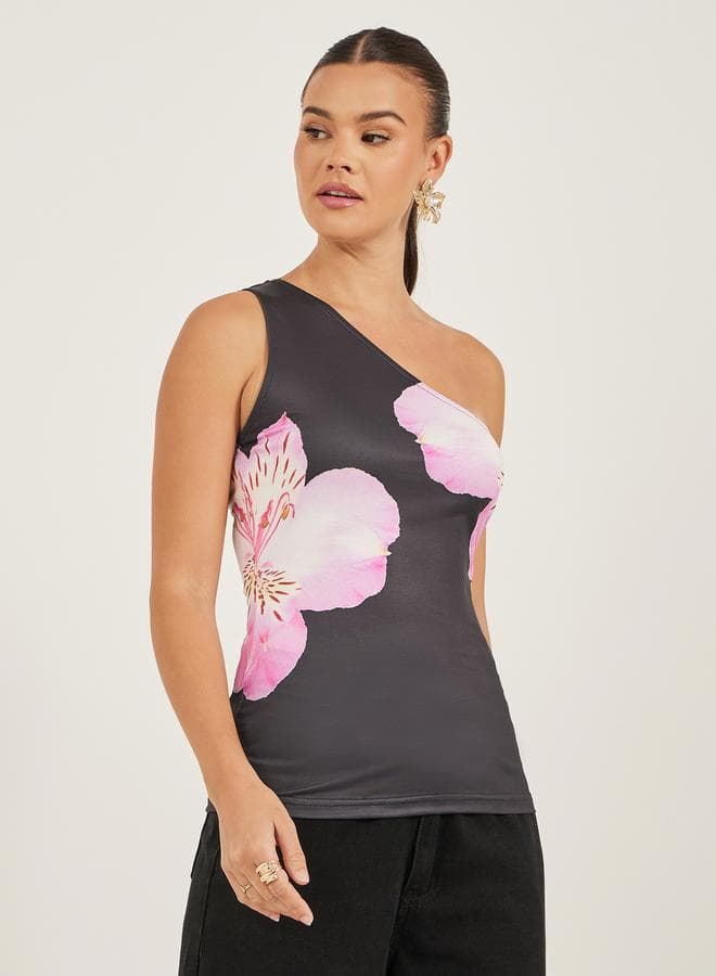 One-Shoulder Floral Slim Fit Tank 7011498801 - Image 1