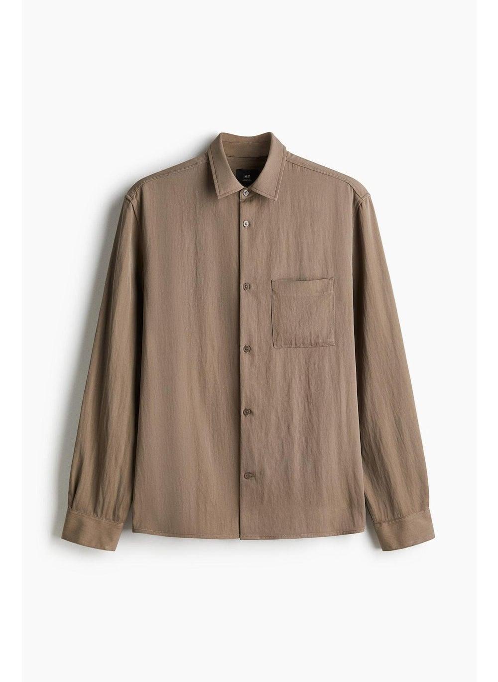 Loose Fit Satin Shirt in Mole Dusty Tone - Image 1
