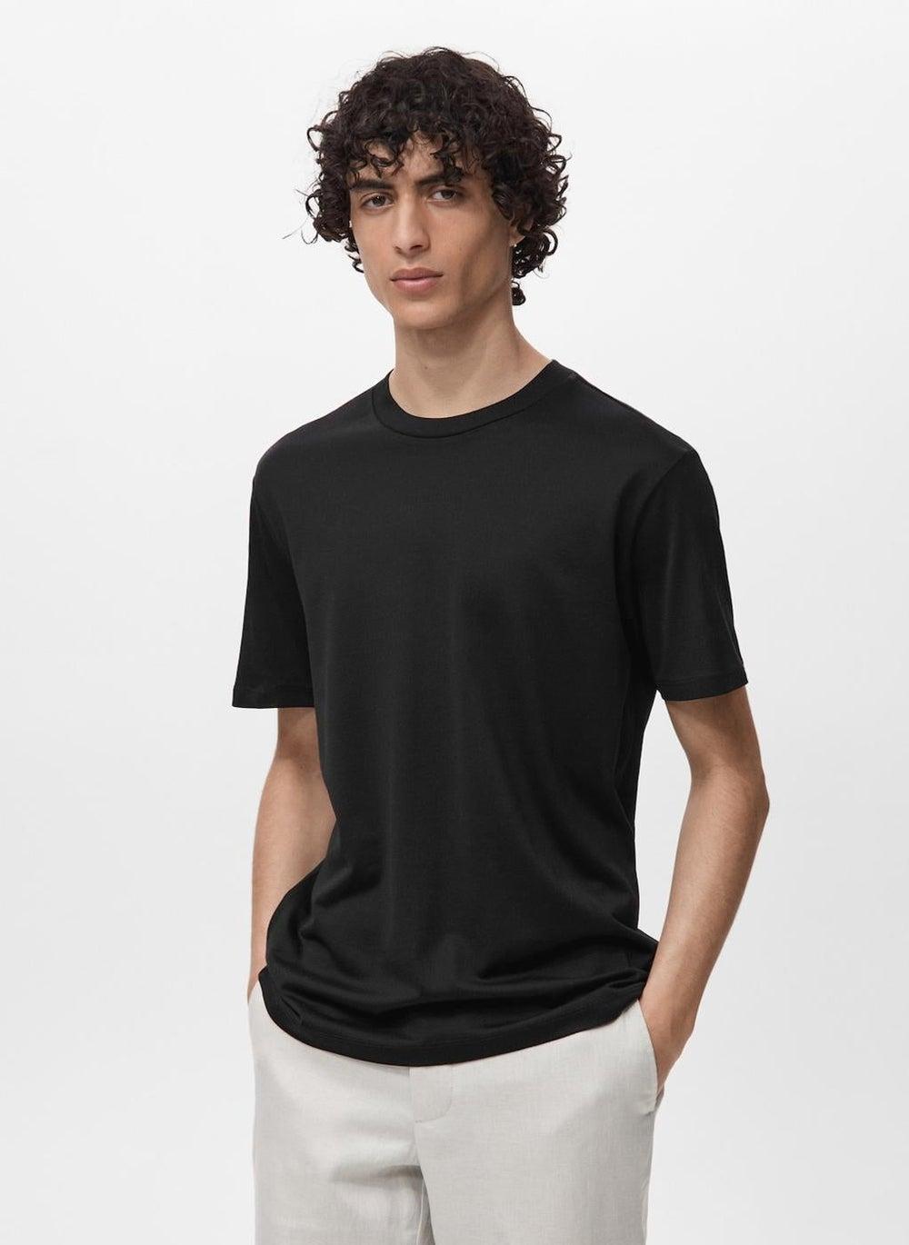 Slim-Fit Cotton T-Shirt 99-Negro - Image 1