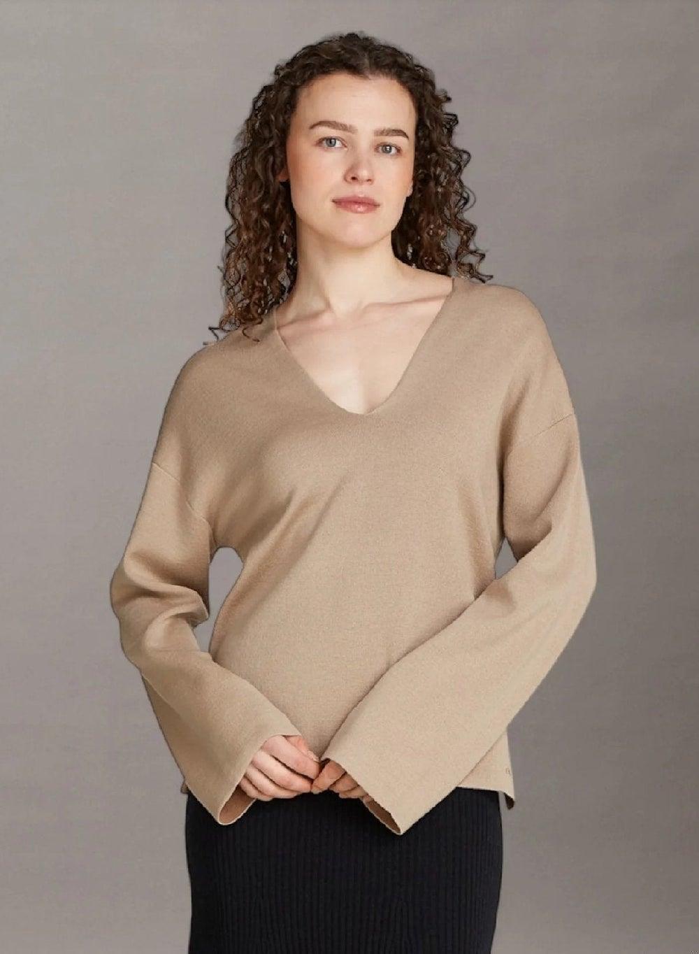 Calvin Klein Amphora Wool Blend V-Neck Sweater - Image 1