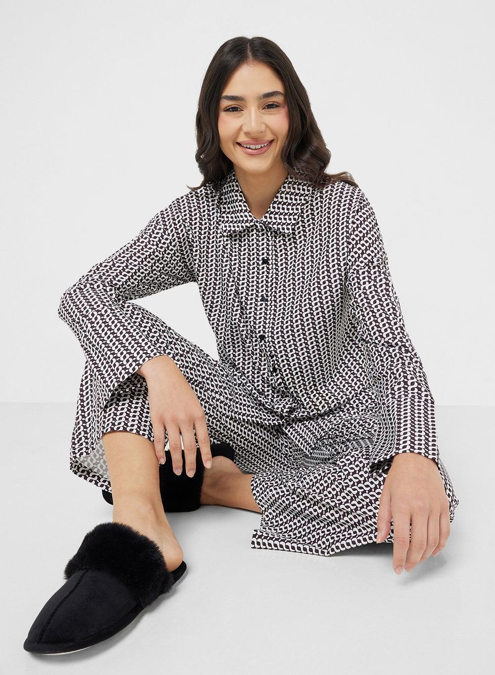 Textured Oversize Frill Detail Pyjama Set 2Syck2254B - Image 1