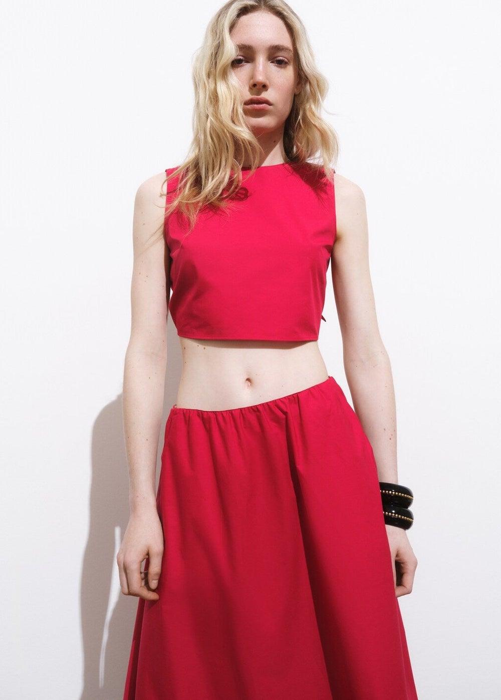 Red Bow-Back Crop Top 17041275 - Image 1