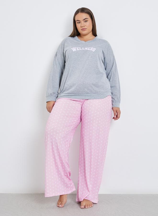 Styli Plus Wellness Slogan Pyjama Set - Image 1