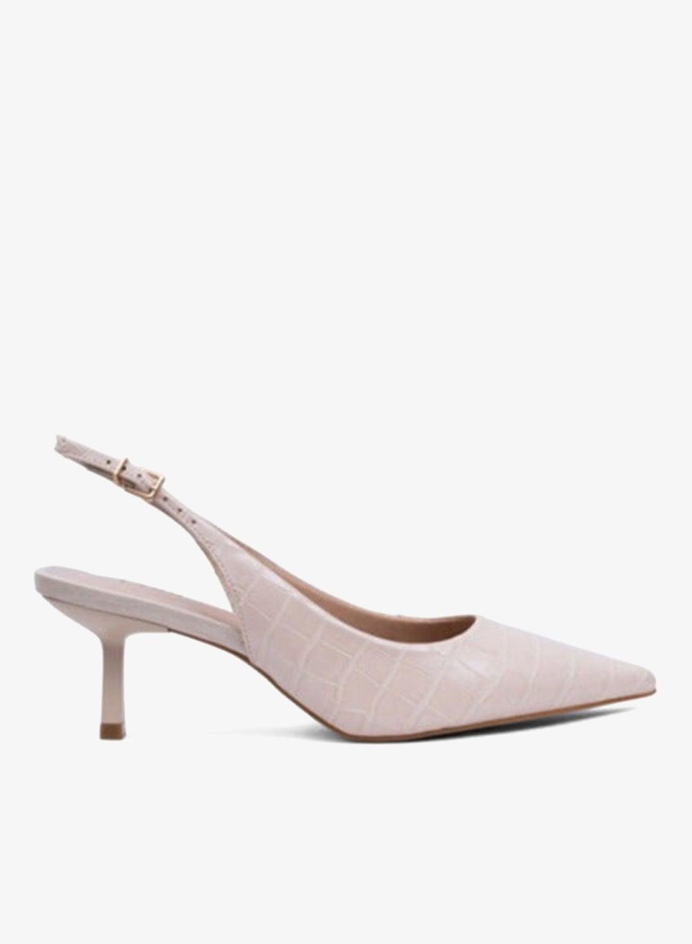 BCR 039 Nude Croc-Effect Mid Heel Pumps - Image 1