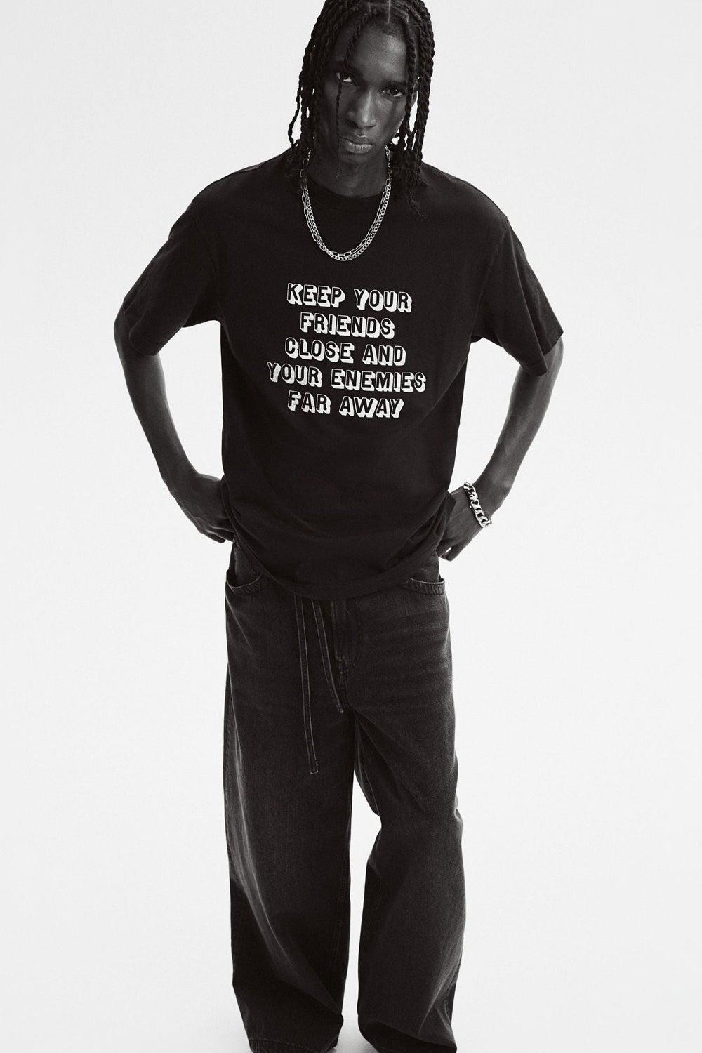Premium Relaxed Fit Cotton Graphic T-Shirt Black - Image 1