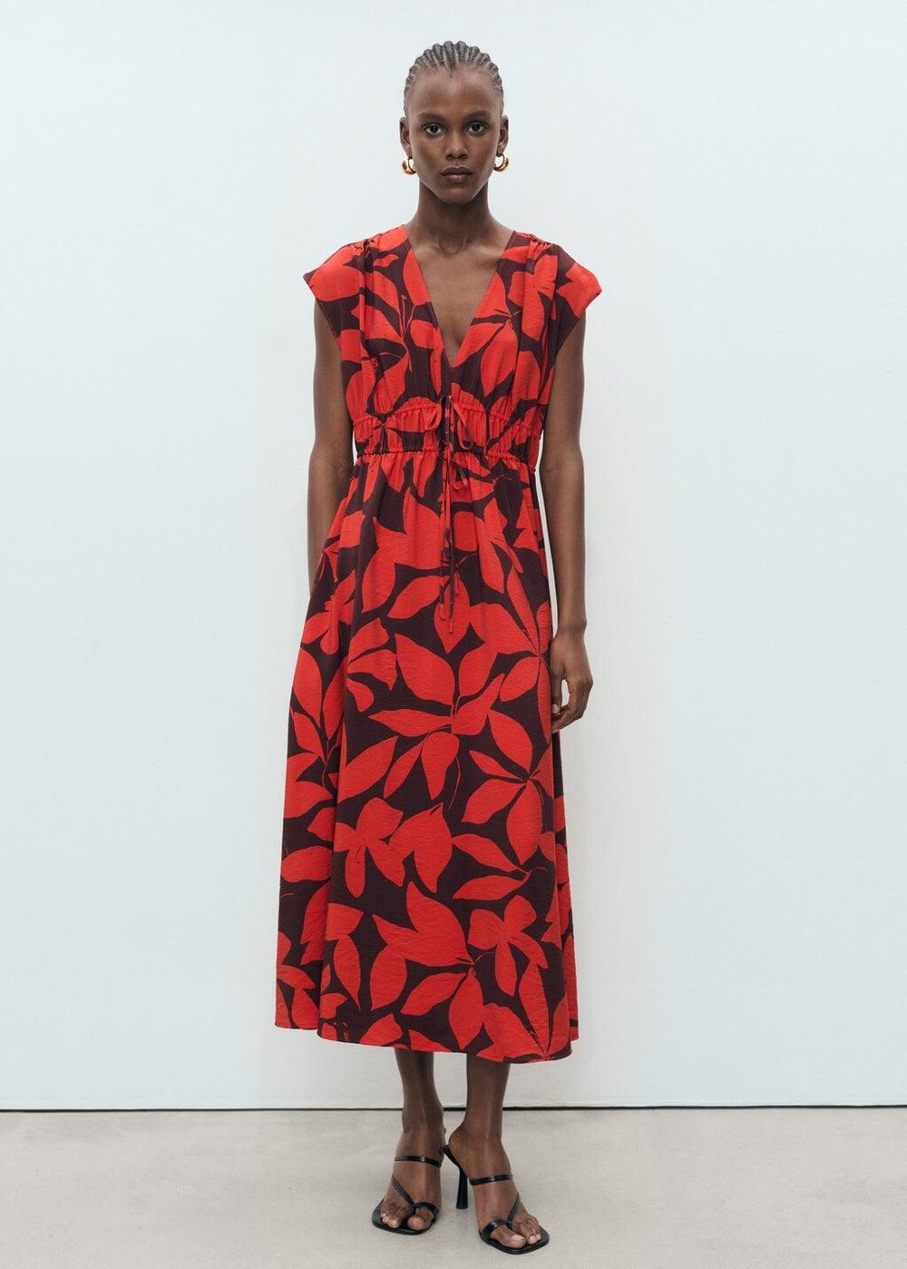 Red Floral Midi Dress 17031161 Fit & Flare - Image 1