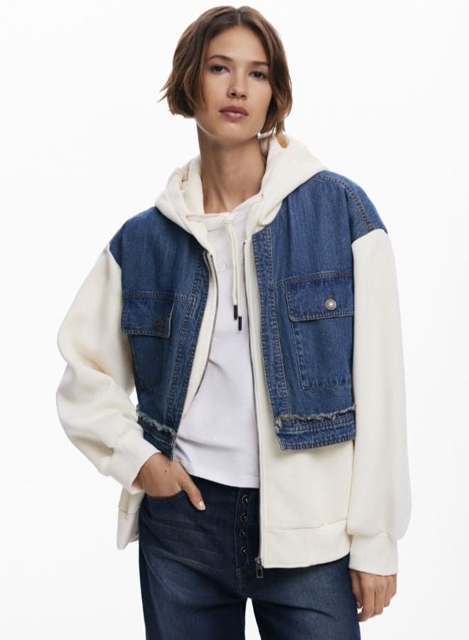 25Wwsk06 Denim Panel Multicolour Sweatshirt - Image 1