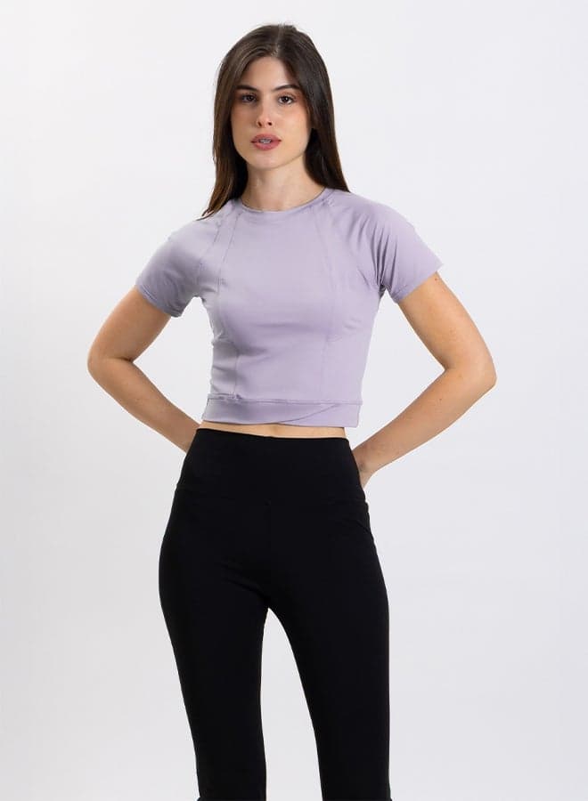 Purple Nylon Blend Performance Crop Top - Image 1